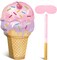 Pink Ice Cream Piñata Cute Dessert Cone Shaped Piñata with Stick Blindfold for Ice Cream Candy Birthday Party Summer Baby Shower Wedding Party Supplies Decor,